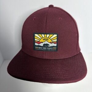 Vans Off The Wall Dark Red Snap Back Hat Adult Size Hat Baseball Cap Brand New